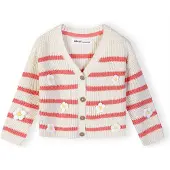 MINOTI Cardigan corail / blanc cassé