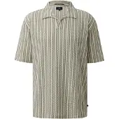 QS T-Shirt beige clair / vert foncé
