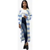 Elara Manteau en tricot bleu clair / blanc