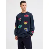 Jack & Jones Pull-over 'JORHoliday' bleu nuit / jaune clair / menthe / rouge