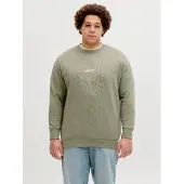 Jack & Jones Plus Sweat-shirt 'JJESOHO' kaki / blanc