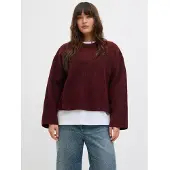 JJXX Pull en maille Sigga à col rond femmes - Cabernet