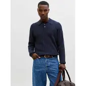 Jack & Jones Blakai Long Sleeve Polo Bleu M Homme