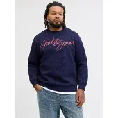 Jack & Jones Plus Sweat-shirt 'JORINWOOD' bleu foncé / rose clair / blanc