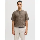 Jack & Jones Blawilliam Structure Knit Short Sleeve Polo Marron M Homme