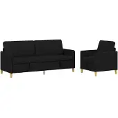 vidaXL Ensemble de canapés avec rangement, 2 pièces, polyester noir