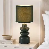 LumenXL Lampe de table Loya - céramique avec abat-jour en tissu vert