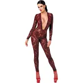 Noir Handmade Kink Royal - body résille transparent - rouge - L