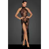 Noir - robe longue transparente à motifs floraux - - XL