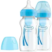 Dr. Brown's Dr Brown's, biberon anti-colique, col large Options +, avec tétine, bleu, 2 x 270 ml