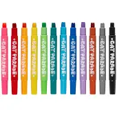 Ooly Crayons gel Cat Parade pour enfants et adultes - Lot de 12 crayons de couleur arc-en-ciel pour surfaces en verre et en papier avec capuchons