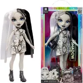 Rainbow High Poupée mannequin Shadow High Heather - une poupée mannequin élégante dans des tons gris, avec des cheveux noirs et blancs