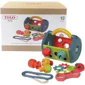 Tolo Bote outils Bio | Ensemble d'outils d'ingnierie pour enfants de 14 pices avec tournevis, connecteurs de cl, vis, boulons, crous et en