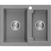 Mexen Carlos granit évier 1.5 582x475 mm, gris, siphon chrome (6518581500-71)
