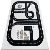 Rugsx Tapis FUN Track pour enfants, rue, ville crème 240x330 cm