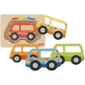 Goki Houten Puzzle à couches voiture, 5 pièces