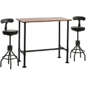 Mendler Ensemble table de bar + 2 tabourets de bar -N21