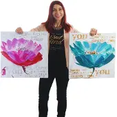 MCW Peinture à l'huile Orchidée peinte à la main
