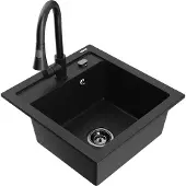Mexen Vito 1 bac en granit avec mitigeur Elia, Noir - 6503-77-670101-70-B