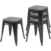 MCW 4x tabouret -A73, assise en bois incluse