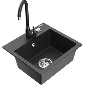 Mexen Évier en granit Milo avec mitigeur Telma, noir moucheté (6505-76-670200-70)