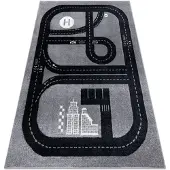 Rugsx Tapis FUN Track pour enfants, rue, ville gris 200x290 cm