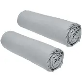 TODAY Lot de 2 draps-housse essentiels - 160 x 200 cm - Taille double, 100 % coton - Gris acier
