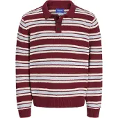 Jack & Jones Pull-over 'JORCambridge' bleu clair / lie de vin / blanc