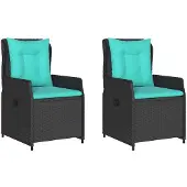vidaXL Chaises de jardin allongées 2 pcs. noir poly rotin
