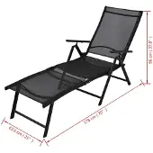 vidaXL Bain de soleil pliable aluminium noir