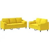 vidaXL Ensemble de canapés 2 pièces avec coussins Tissu jaune clair