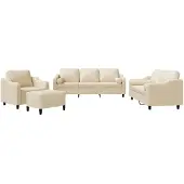 vidaXL Ensemble de canapés 4 pièces avec coussins Crème Tissu