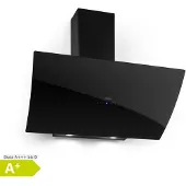 Klarstein Hotte Aspirante 90cm, Hottes de Cuisine Inclinées, Filtre de Hotte en Aluminium, Débit d'Air Puissant 641m³/h, LED, Ecran Tactile, Extracteur d'Air Silencieux, Hotte Efficace avec Evacuation
