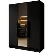 MargaretHadas24 Armoire Goya II 150 cm avec miroir (noir, poignées noires)