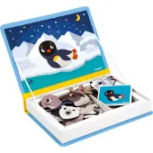 Janod - Magn?ti'Book Animaux Polaires - Jeu Éducatif Magnétique 30 Magnets + 10 Modèles - Jouet Enfant en Carton FSC - Développe la Motricité Fin