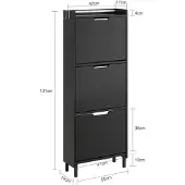 SoBuy Meuble à chaussures gris foncé 3 portes