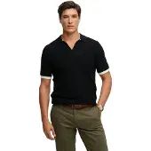 Superdry Johnny Collar Knitted Short Sleeve Polo Noir 3XL Homme