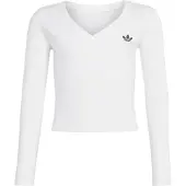 Adidas T-Shirt 'SLIM MINI RIB WRAP LONGSLEEVE' noir / blanc