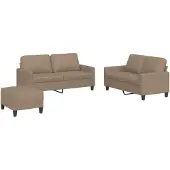 vidaXL Ensemble de canapés 3 pièces avec coussins Cappuccino-Brun Similicuir