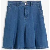 Bonprix Jupe plissée en jean, taille mi-haute
