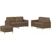 vidaXL Ensemble de canapés 3 pièces avec coussins Tissu brun