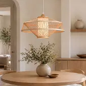 LumenXL Suspension en bambou Olira avec diffuseur - naturel