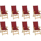 vidaXL Chaises longues de jardin avec coussins 8 pcs. Bois massif teck