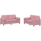 vidaXL Ensemble de canapés 2 pièces avec coussins Rose velours