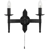 Searchlight Cartwheel - Applique à 2 flammes, fer forgé noir