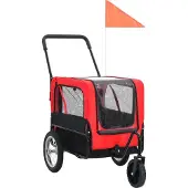 vidaXL remorque vélo 2 en 1 pour chiens et poussette Rouge et noir