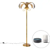 QAZQA Lampadaire intelligent doré 156cm avec 2 Wifi G95 - Botanica