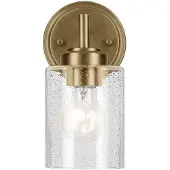 Kichler Elstead Winslow Wandleuchte E27 Naturmessing Glas mit Luftbläschen (E27, IP55)