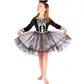 Den Goda Fen Déguisement - Robe squelette et Bandeau - Noir - - 4-6 ans (104-116) - Accessoire de Coiffure