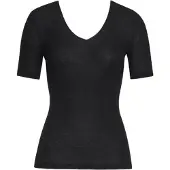 Hanro Maillot de corps ' Woolen Silk Kurzarm ' noir